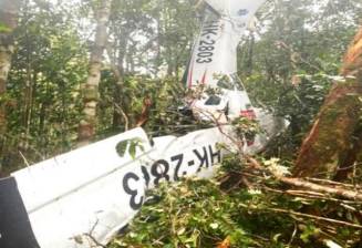 Así quedó la avioneta luego del accidente en la selva de Solano, Caquetá. FOTO: Tomada de informe Aerocivil