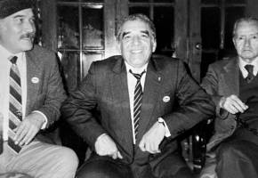 Manuel Mejía, Gabriel García Márquez y Juan Rulfo. Foto archivo familiar.