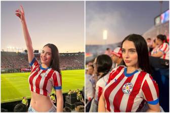 La joven paraguaya de 25 años, oriunda de Luque, pasó de ser una espectadora más en las tribunas de la Copa del Mundo a convertirse en el fenómeno viral más buscado de internet. FOTO: Tomada de las redes sociales @naiel.aguilera