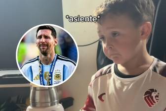En un país donde el fútbol se vive al límite de las emociones, la reacción de un niño ante el adiós de Lionel Messi se convirtió en una lección pública de madurez. FOTO: Getty y tomada de redes sociales de @gonisantiago_