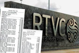 Una de las facturas, que data del pasado 1 de noviembre, en un exclusivo restaurante del norte de Bogotá, evidencia la compra de aguardiente, whiksy y botellas de vino, sumado a una propina por $161.667. FOTO: RTVC-REFERENCIA