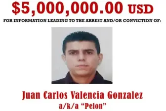 EE. UU. identifica a Juan Carlos Valencia como nuevo líder del Cártel Jalisco Nueva Generación (CJNG). FOTO: Poster courtesy of the State Department