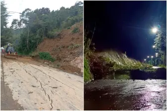 Hacia la medianoche de este viernes 22 de noviembre, la concesión informó sobre el cierre total en la vía Santa Elena, pero ya se encuentra habilitada. FOTOS Cortesía Dagrd y Denuncias Antioquia