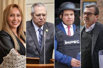 Sandra Ortiz, Iván Name, Sneyder Pinilla y Olmedo López aparecen vinculados a la investigación que analiza registros de GPS y otros datos para reconstruir sus desplazamientos. FOTOS: Colprensa