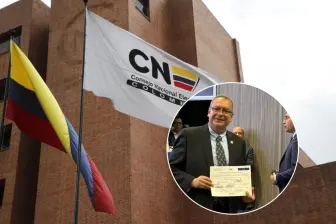 El Consejo Nacional Electoral confirmó a Pedro Alejandro Murcia Lamprea como ganador de la curul internacional para la Cámara de Representantes. Fotos: CNE y Colprensa