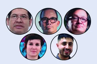 En la fila de arriba: Milver Rojas, Wilmar Mejía y Amelia Pérez; abajo, Tamara Ospina y Pablo Zabala. Foto: Redes sociales.