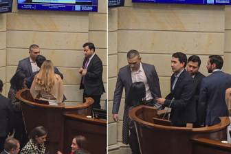 Jaime Arizabaleta y José Jaime Uscátegui, del Centro Democrático, protagonizaron un enfrentamiento en el Congreso. FOTOS: Capturas de video suministrado