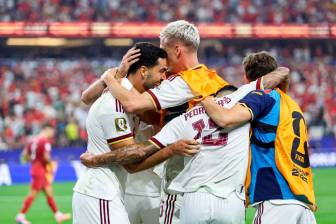 España venció a Portugal, con gol de Mikel Merino en los últimos minutos del juego y avanzó a los cuartos de final del Mundial de Norteamérica. FOTO GETTY