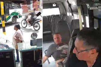 Un motociclista chocó contra un bus y quedó dentro del vehículo en Buga, Valle del Cauca. FOTOS: Capturas de video
