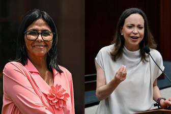 Las declaraciones de Donald Trump sobre una posible contienda electoral entre Delcy Rodríguez y María Corina Machado se dieron mientras avanza la negociación entre el régimen y la oposición con mediación de EE.UU. Fotos: Getty Images