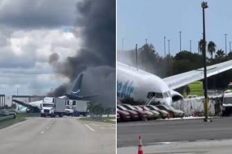 Avión de carga se salió de la pista en Miami; reportan cinco muertos. FOTOS: Capturas de video