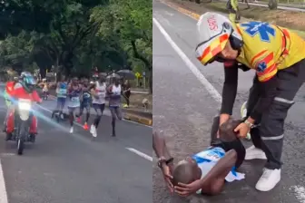 El momento de la caída del atleta quedó registrado en video durante la carrera. FOTO: CAPTURA DE PANTALLA