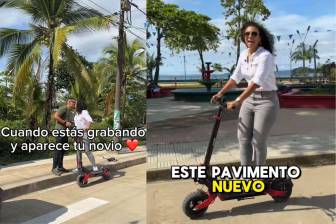 La gobernadora del Chocó, Nubia Carolina Córdoba, recorrió en patineta eléctrica las calles de Bahía Solano mientras mostraba las obras de pavimentación y promocionaba el municipio como destino turístico. Foto: redes sociales @nubiacarolinacc