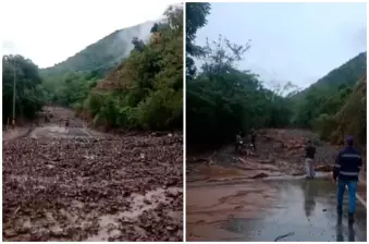 Una de las vías afectadas es la que conduce de Bolombolo a Santa Fe de Antioquia. FOTOS Captura de video Denuncias Antioquia