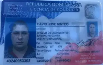 Uno de los documentos que utilizaba “Julián Machete” en República Dominicana, con su otra identidad venezolana, David José Mateo. FOTO cortesía policía