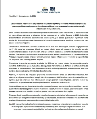 Sobretasa a la seguridad en Antioquia se cobraría solo a la energía y no a todos los servicios públicos, como dicen el exalcalde Quintero y Minuto30