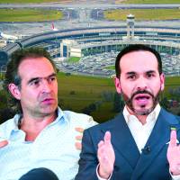 El gobernador Andrés Julián Rendón (der.), el alcalde Federico Gutiérrez (izq.) y el presidente Abelardo de la Espriella se reunieron antes de la posesión para discutir temas de la región. La ampliación del aeropuerto José María Córdova es prioridad en este departamento. FOTO EL COLOMBIANO. 