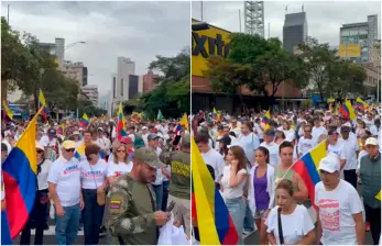 Ciudadanos avanzan a esta hora por el sector de la Avenida Oriental. FOTOS Camilo Suárez