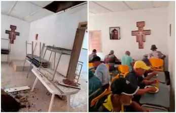 Los ladrones ingresaron por los techos a la sede del comedor comunitario. FOTOS Cortesía Arquidiócesis de Medellín