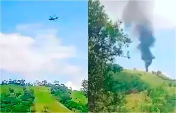 El helicóptero fue derribado en la vereda Los Toros, en límites entre Anorí y Amalfi, donde en junio había familias confinadas por cuenta de confrontaciones entre grupos armados ilegales. FOTOS Cortesía
