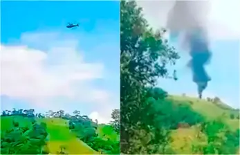 El helicóptero fue derribado en Amalfi, Nordeste antioqueño, el 21 de agosto pasado. FOTO Captura de video