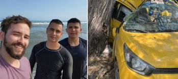 Bryan Steven Ríos Valencia, Andrés Felipe González y un tercer amigo cuya identidad no ha sido revelada, viajaron desde Manizales a Santa Marta a pasar sus vacaciones, y al finalizarlas, su viaje se convirtió en tragedia. FOTO: Tomada de redes sociales