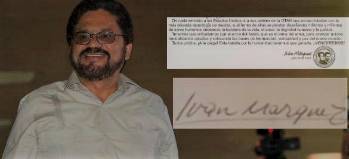 En la imagen se pueden comparar las diferencias de las dos firmas de alias Iván Márquez. FOTO: Cortesía. 