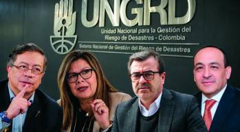 El expresidente Gustavo Petro vuelve al radar del caso UNGRD por chats de Olmedo López y Vladimir Fernández. A la vez, la fiscal Luz Adriana Camargo responde a los cuestionamientos por las demoras en la investigación. FOTO: COLPRENSA Y PRESIDENCIA, Montaje El Colombiano