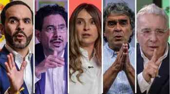 De izquierda a derecha: Abelardo De la Espriella, Iván Cepeda, Paloma Valencia, Sergio Fajardo y Álvaro Uribe, protagonistas de las elecciones en Antioquia. FOTO EL COLOMBIANO