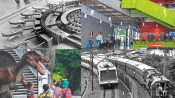 Algunas obras impulsadas por Proantioquia. Arriba, de izq. a der.: maqueta del aeropuerto José María Córdova (foto: Jorge Zuleta Zea); Ruta N (foto: Julio César Herrera); Parque Explora (foto: Hernán Vanegas); Metro de Medellín (foto: Manuel Saldarriaga). 
