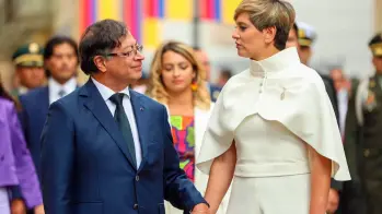 Gustavo Petro, presidente de Colombia; y Verónica Alcocer, primera dama de la Nación. FOTO: Presidencia.