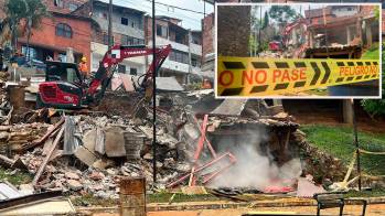 La demolición se hizo con acompañamiento de diversas instituciones de la ciudad, como la Personería, la Policía, las secretarías de Inclusión Social y de Paz y Derechos Humanos, entre otras. FOTO Cortesía Alcaldía de Medellín