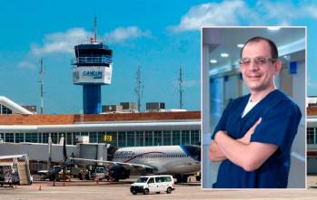 El médico llegó al Aeropuerto Internacional de Cancún, el pasado lunes a las 11:15 a. m., tras salir del aeropuerto de Rionegro. Esa misma noche, él y su familia estaban de nuevo en Medellín. FOTOS Cortesía