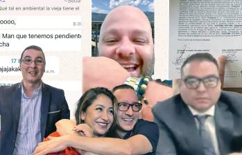 De izquierda a derecha: Juan David Palacio, Miguel Quintero, Álvaro Villada, Vanesa Álvarez y Sebastián Ortega, todos procesados por el caso del Amva y los Bomberos. FOTO EL COLOMBIANO