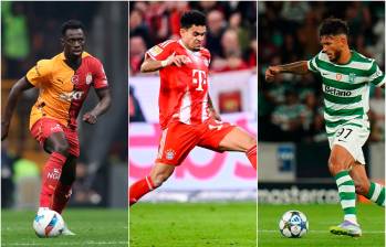Davinson Sánchez, Luis Díaz y Luis Javier Suárez en la agenda de Champions este miércoles 22 de octubre. Fotos: GETTY