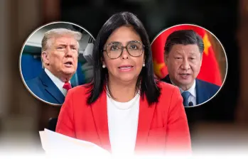 Delcy Rodríguez, presidenta encargada de Venezuela; Donald Trump, presidente de Estados Unidos; y Xi Jinping, presidente de China, en medio de las tensiones geopolíticas por el futuro del petróleo venezolano. FOTO: Getty.