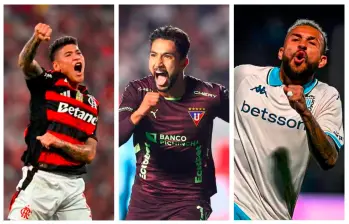 Jorge Carrascal, Jeison Medina y Duván Vergara, los colombianos semifinalistas de la Copa Libertadores. FOTOS GETTY