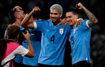 Ronald Araújo y Darwin Núñez los autores de los goles para Uruguay sobre Argentina. FOTO AFP