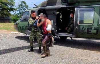 El campesino herido en Ituango fue remitido a un hospital de Medellín, donde se encuentra en proceso de recuperación. FOTO: CORTESÍA SÉPTIMA DIVISIÓN.