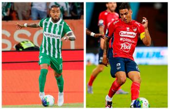 En la imagen aparecen Cristian “Chicho” Arango, de Nacional, y Juan Fernando Quintero, del Medellín. FOTOS CAMILO SUÁREZ Y MANUEL SALDARRIAGA