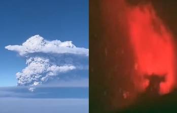 Una columna de ceniza se elevó sobre el volcán Anak Krakatau durante la erupción registrada este 5 de septiembre en Indonesia. FOTO: Redes sociales. 