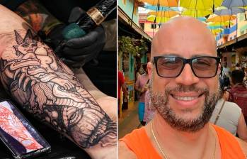 Imagen de referencia de una tatuadora y del presunto acosador extranjero identificado como Andrés Ruocco. FOTO: El Colombiano y Resdes sociales 