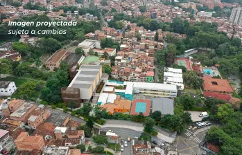 La escuela Conrado González Mejía fue el primer megacolegio en ser adjudicado y tiene un plazo de entrega de 14 meses. IMAGEN: RENDER ALCALDÍA DE MEDELLÍN