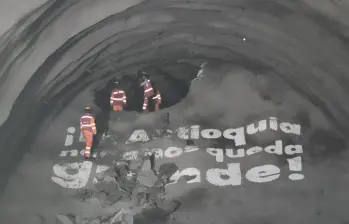 El cale de los dos frentes de obra del Túnel 0 de la vía al Toyo se logró gracias a los recursos aportados por la Gobernación de Antioquia y la Alcaldía de Medellín. FOTO: JULIO CÉSAR HERRERA