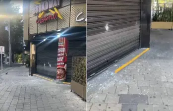 Así quedó el casino en su exterior luego del ataque con el elemento explosivo, aparentemente una granada, el cual fue lanzado desde una motocicleta. FOTOS: CORTESÍA