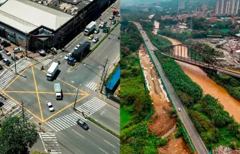 En estos puntos se están haciendo las intervenciones de los puentes de Fábricas Unidas (izq.) y La Seca (der.). FOTOS: CAMILO SUÁREZ Y CORTESÍA