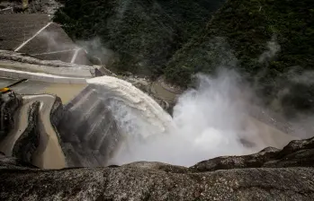 Aspecto del vertedero de la central de Hidroituango. FOTO: Jaime Pérez. Archivo El Colombiano