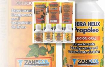 Esta es la presentación del jarabe en cuestión por el cual Invima lanza la alerta. Cabe destacar que hay referencias del mismo producto, de otras marcas, que no tienen ningún inconveniente con los permisos sanitarios. FOTO: CORTESÍA INVIMA