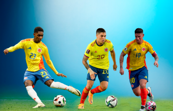 Yáser Asprilla, Juan Fernando Quintero y James Rodríguez, talento puro del seleccionado colombiano. FOTO JUAN ANTONIO SÁNCHEZ-AFP