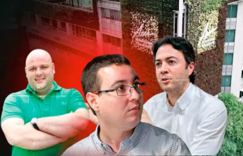 Miguel Quintero (izq.), hermano del exalcalde Daniel Quintero (der.), habría tenido un papel clave en el entramado de corrupción del AMVA durante la gerencia de Juan David Palacio (centro). Foto: EL COLOMBIANO.